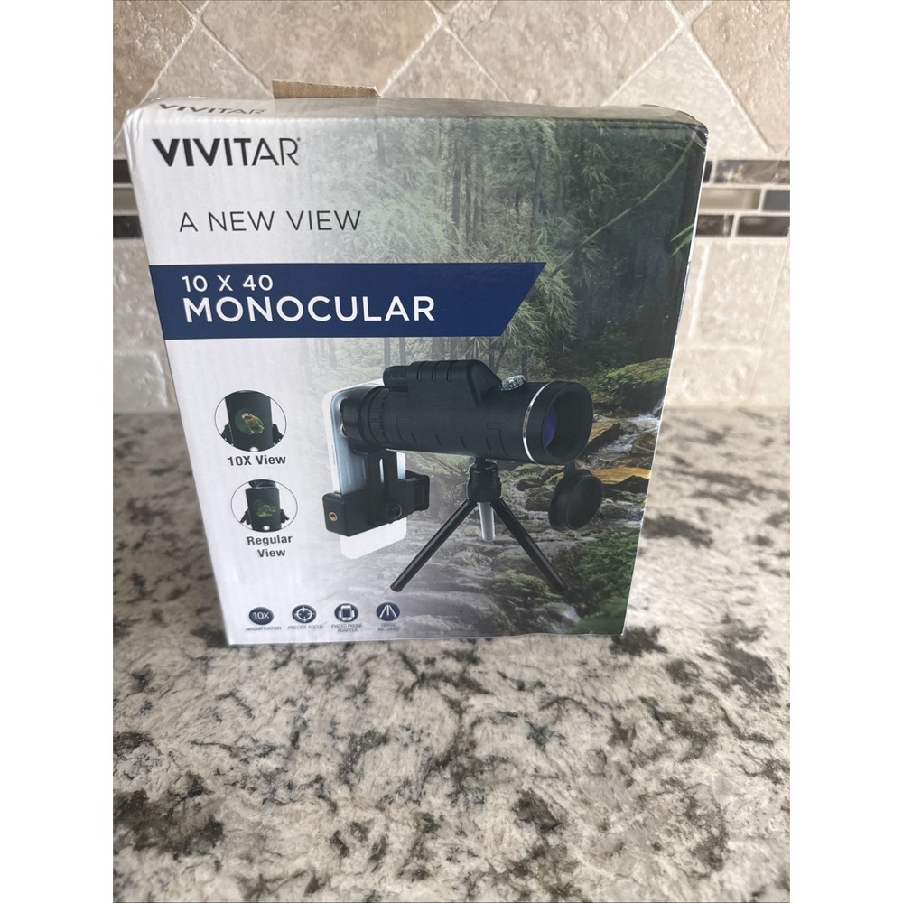 Vivitar 10x40 Monocular Telescope Cell Phone Camera 40x Lense W/ Tripod VGC